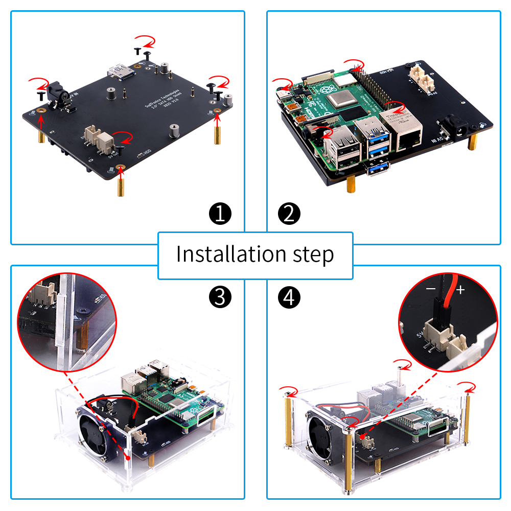 52Pi - 오이파이 X825 V2.0 보드용 라즈베리파이4 케이스 [ZP-0113]